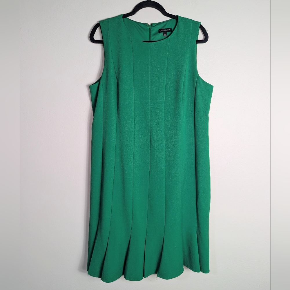 14 Lane Bryant Kelly Green Pleated Hem A-Line Dress